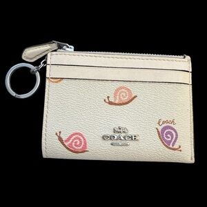 Coach Mini Skinny Keychain ID Card Case Wallet - Snail Print